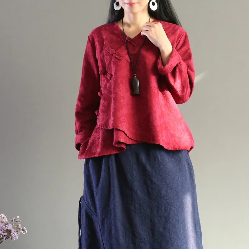 Традиционная китайская одежда для женщин, топы и блузки, льняная рубашка, восточный женский Топ cheongsam, китайская одежда AA4644