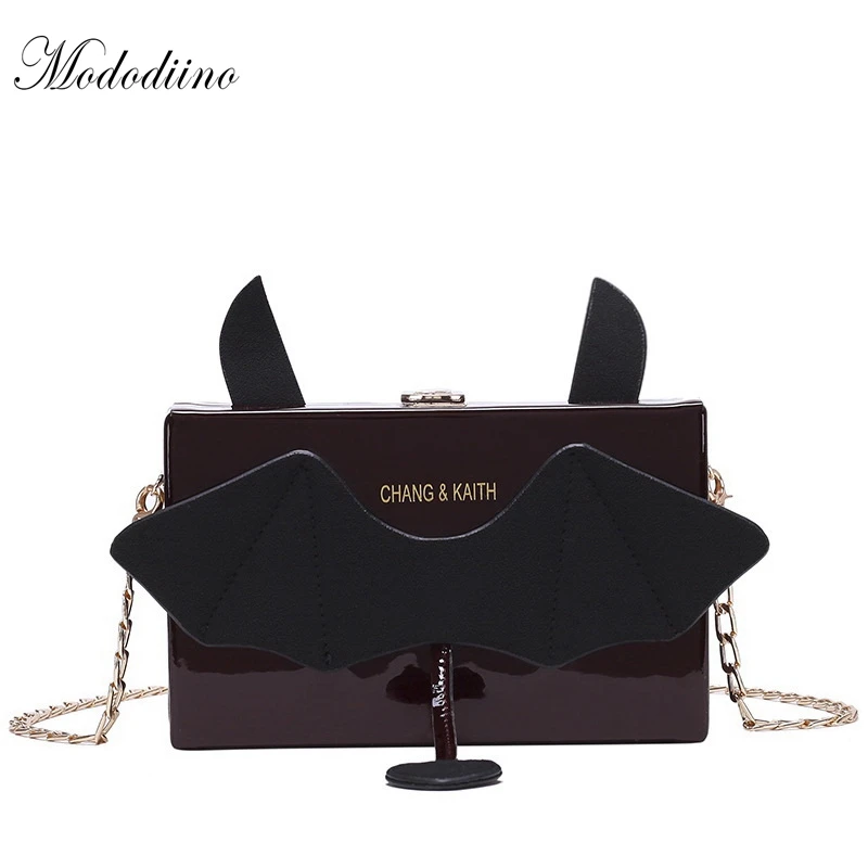 

Mododiino Patent Leather Crossbody Bags for Women Small Monster Chain Shoulder Bag Box Flap Female Handbag Messenger Bag DNV0917