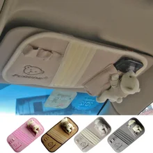 Best-selling bear doll styling car sunvisor CD Storage Car Accessory sun visor interiors decoration holder bag,Free shipping
