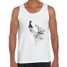 Модный Воющий волк с принтом Мужские майки новая забавная Мужская футболка с круглым вырезом Повседневная крутая жилетка