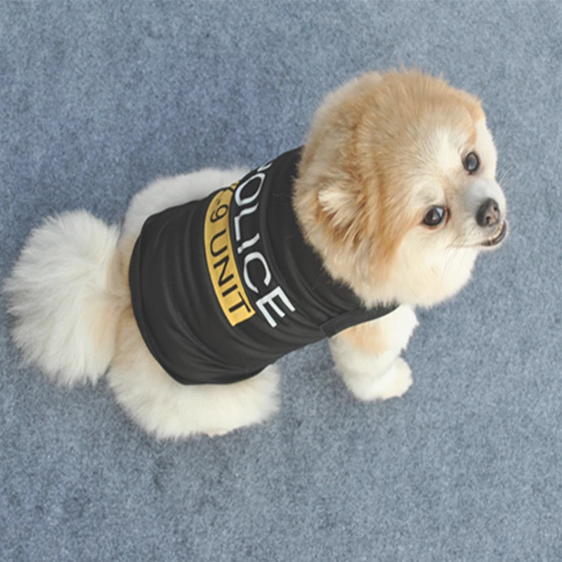 Полиции с принтом букв ПЭТ собачья жилетка, одежда футболка со щенком пальто летняя одежда костюмы Pet Костюмы для триммер для стрижки небольших собак