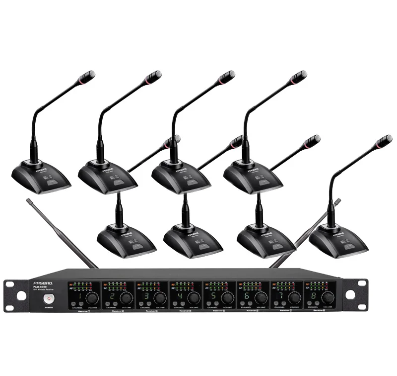 

BES brand! Similar to Pasgao PAW8000 / PDE50W UHF Professional 8 Channel Wireless Conference Microphone System For Meeting
