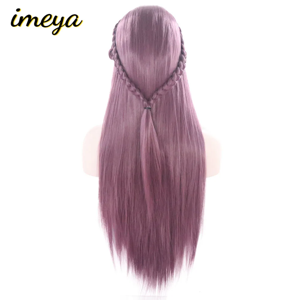 Imeya длинные косички парики Фиолетовый цвет синтетические парики на кружеве со средней частью термостойкие волокна вечерние парики для женщин