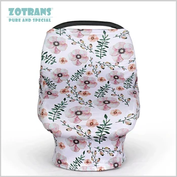 

6pcs Mum Nursing Cover Breastfeeding Baby Cotton Flowers Flamingos Chair Covers Multi-Use Baby Stroller Cover Car Seat Canopy