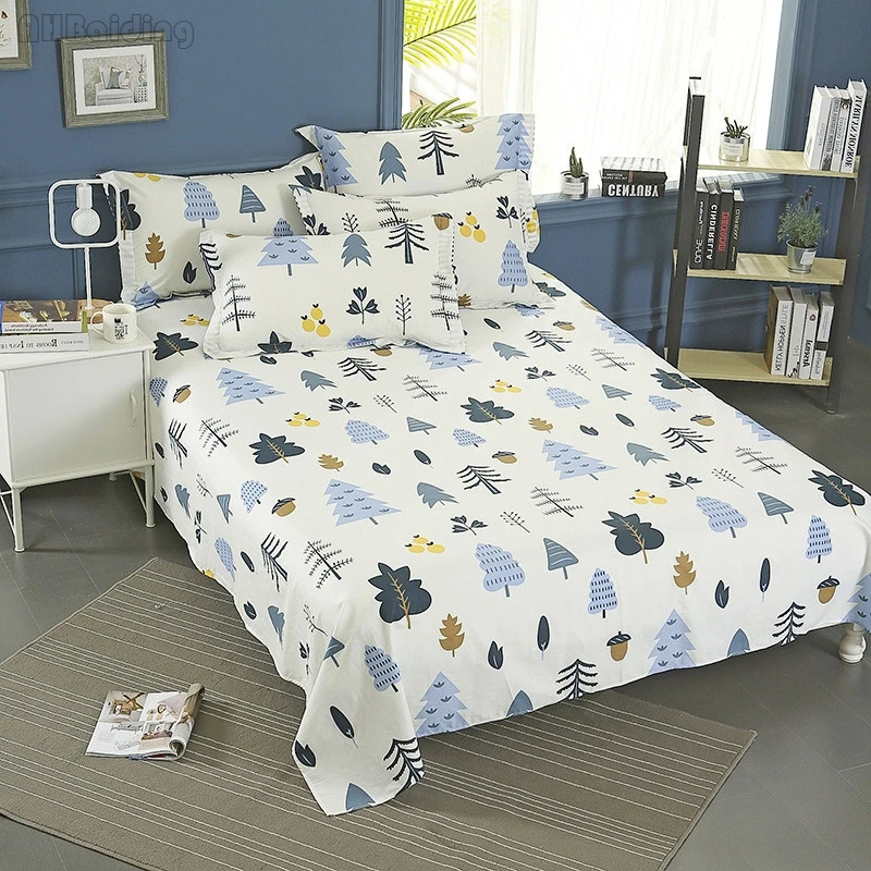 

Winter Forest Printing Flat Sheet 100% Cotton Bed Sheet for Children Adults Mattress Protector Cover Twin Full Queen King Size
