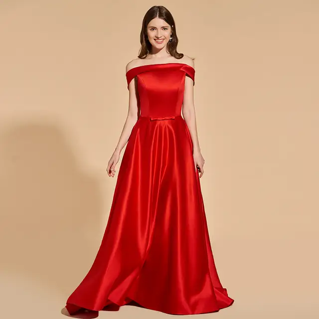 Red Prom Dresses with Sleeves Empire Waist