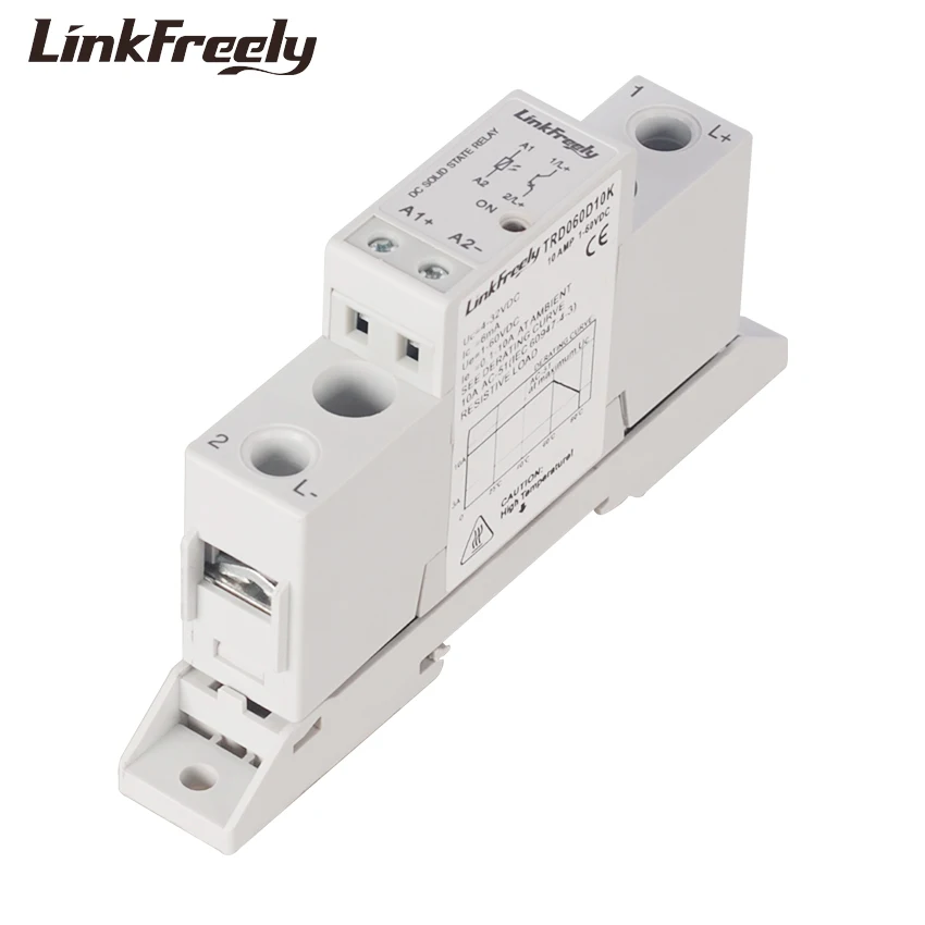 

TRD060D10K 10A Smart Din Rail SSR Solid State Relay 5V 12V 24V 32VDC Input 1-60VDC Output Board Module Relay Control Voltage
