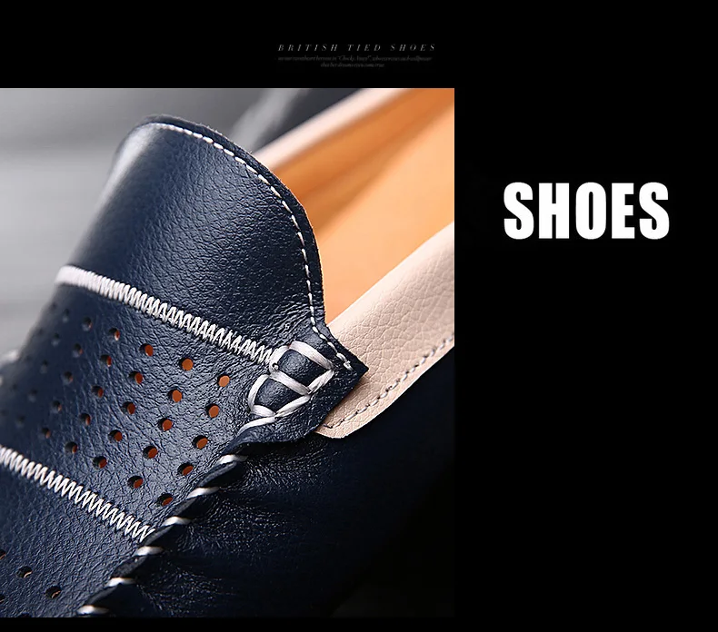 New Hollow Casual Men Sandals Comfortable Summer Genuine Leather Driving Shoes Men Breathable Flat Sandals Outdoor Beach Sandals