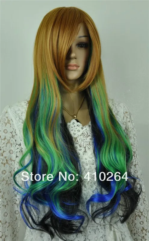 Wholesale_jewelry_wig высокотемпературный кудрявый красочный парик для косплея золотые черные синие зеленые парики