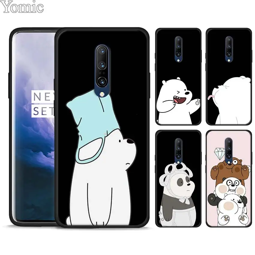 

Cute We Bare Bears Black Silicone Case for Oneplus 7 7 Pro 6 6T 5T Soft TPU Case for Oneplus 7 7Pro Cover