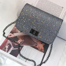 Сумки для женщин, новинка, сумка через плечо, блестящая цепочка с блестками, модная дикая кисточка с поворотным замком, маленькая квадратная сумка, женские сумки