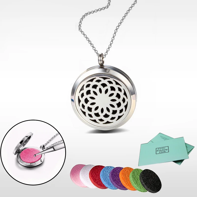 

30MM Sun Flower Stainless Steel Magnetic Aromatherapy / Essential Oils Diffuser Locket Necklace Jewelry