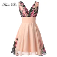 Chiffon Evening Dress Party Gown Floral Printed Short Evening Dress 2021 Robe De Soiree 1