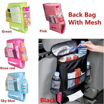 

Car Cooler Bag Auto Wrap Bottle Bag Resistant With Front Mesh Pocket Tissue Holder Car Backseat Organizer Storage Mommy Diaper