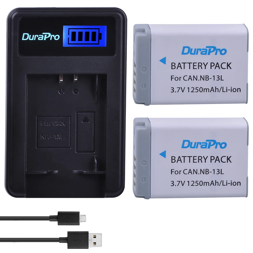 Durapro 2Pc Nb-13L Nb 13L Nb 13L 1250Mah Batteria Per Fotocamera + Caricabatterie Usb Lcd Per Canon G5X G7X G9X G7 X Mark Ii Sx720 Hs Bateria