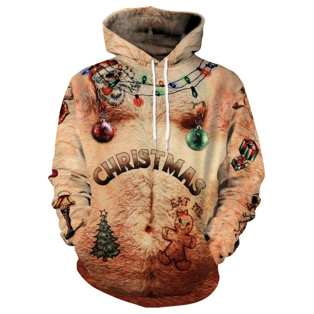 Ugly Christmas Sweatshirt Men Women 3d Chest Hair Print Hoodies Sweatshirts Men Harajuku Hip Hop Christmas Hooded Tracksuit Male Hoodies Sweatshirts Aliexpress