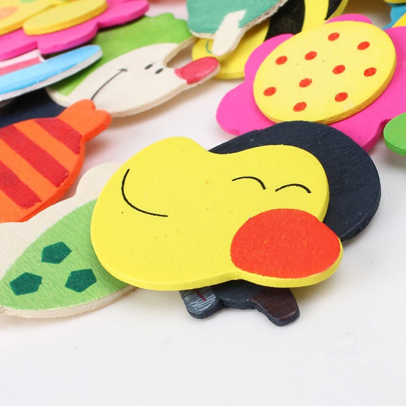 12pcs/set Cute Cartoon Animal Fridge Magnets Wooden Car Whiteboard Sticker Refrigerator Magnets For Home Decor Kids Gifts S25