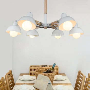 

LED black iron art lamps wood Pendant Lights bedroom Lamp Retro modern minimalist American Scandinavian Pendant lamps ZA MZ105
