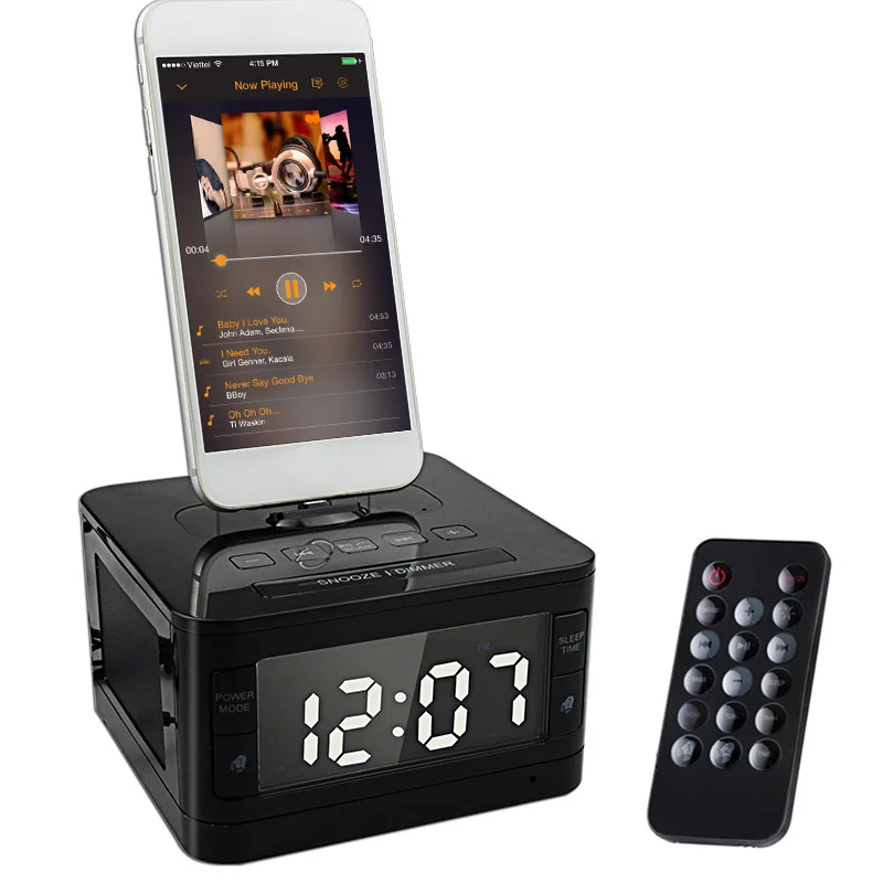 

Digital Alarm Clock LED Display Wireless Bluetooth Speaker Fm Radio Clock USB Port Mobile Phone Charger For iPad Mini/Air iPhone