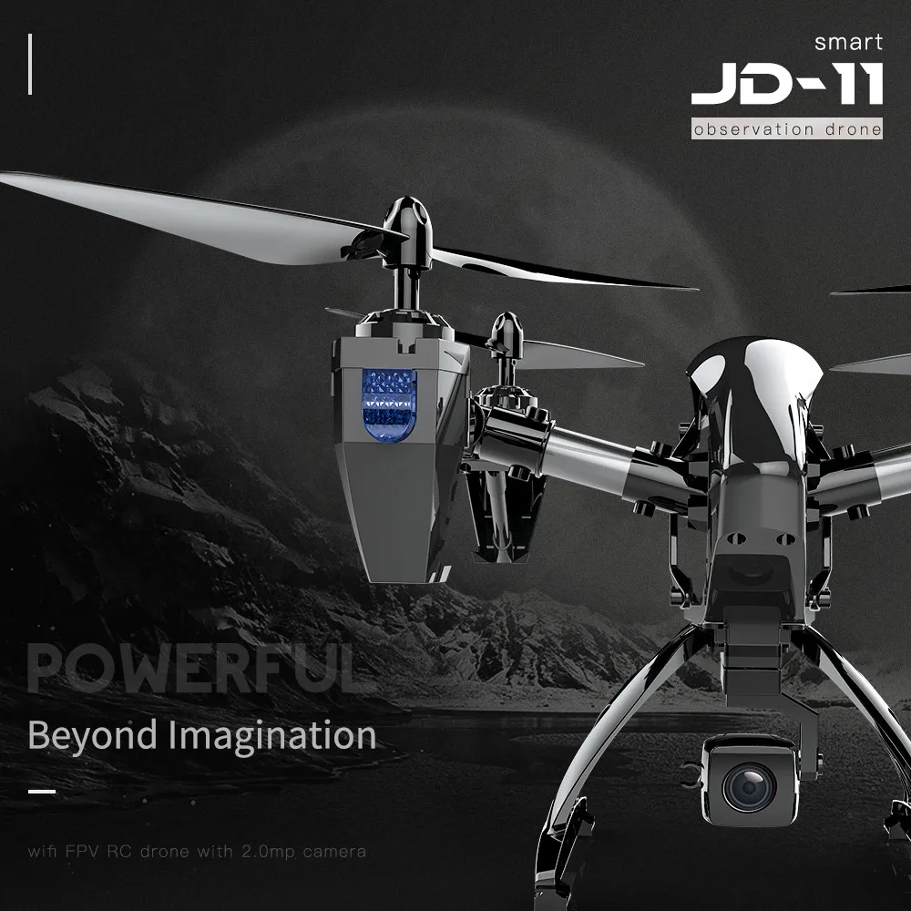 JD-11 Карманный Дрон для селфи с Камера HD 2MP длительное 2,4G Wi-Fi FPV дистанционного Управление Квадрокоптер беспилотный летательный аппарат 6-осевой Дрон RC вертолет