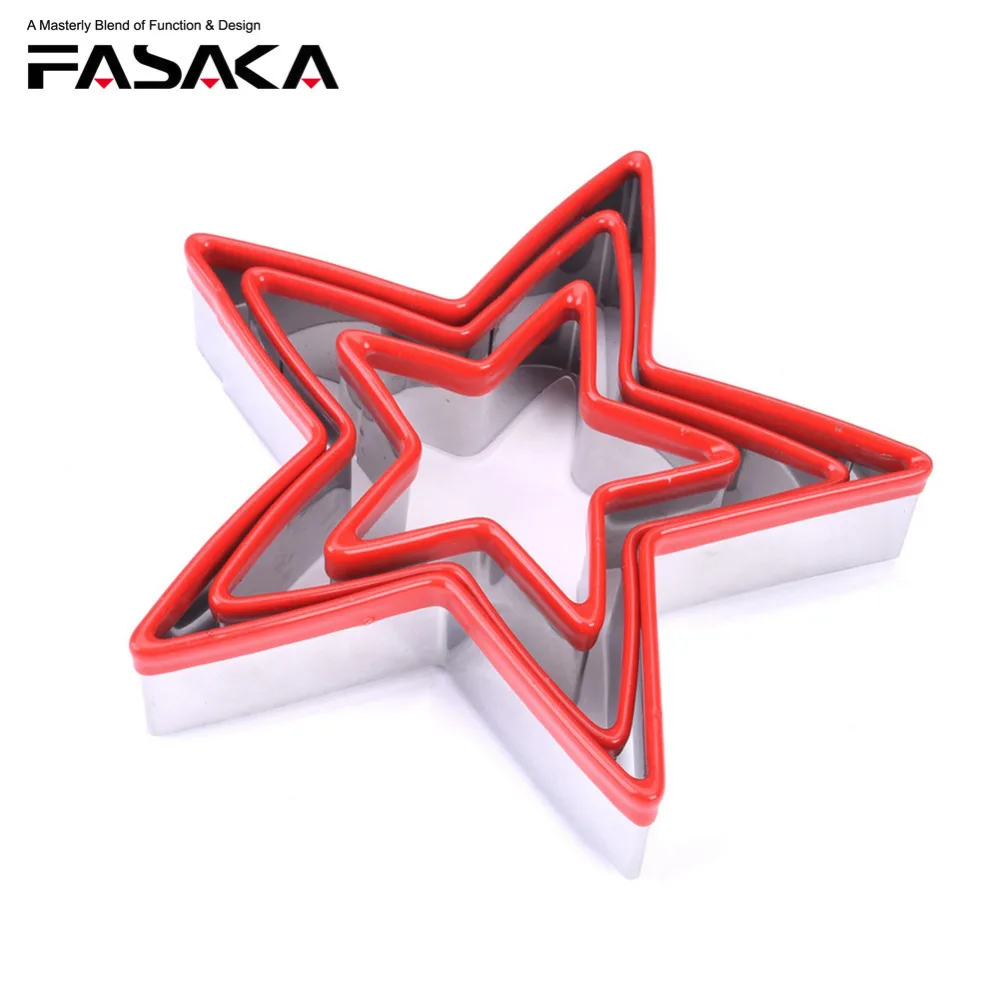 FASAKA Stainless Steel Star Cookie Cutters Set 3pcs Large Mini Star