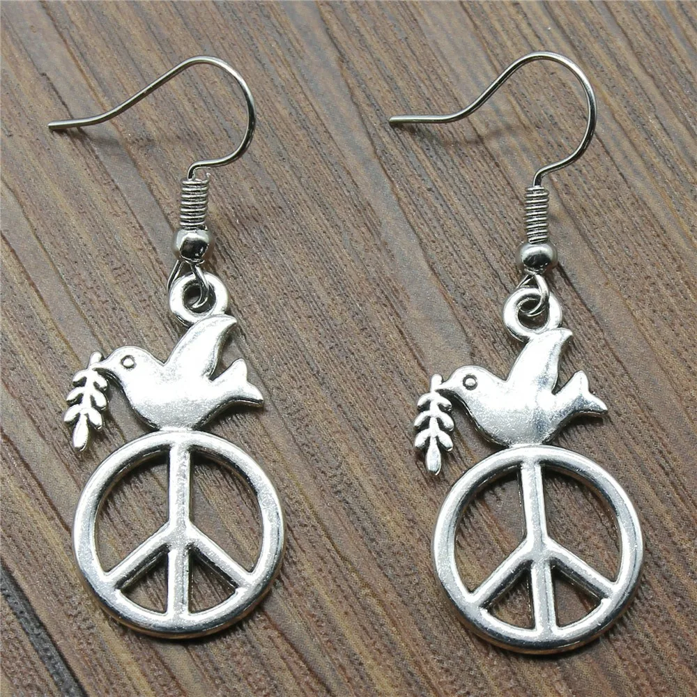Винтаж Новые Модные Простые 28x16 мм Peace Dove очаровательные висячие серьги Длинные