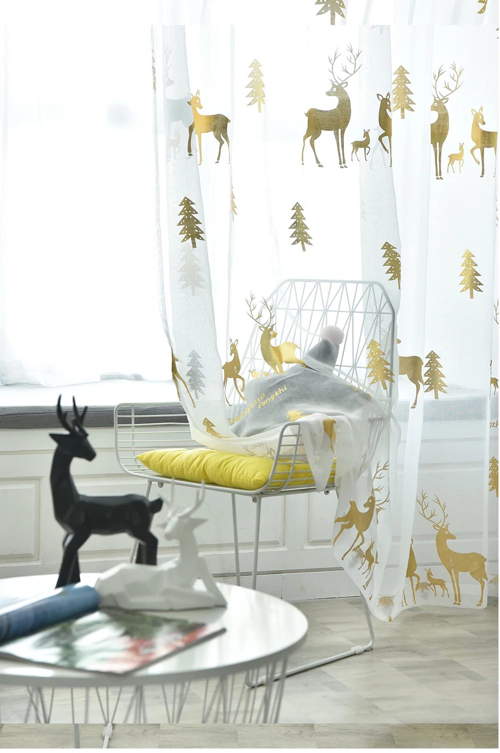 MENGERMEI блестящий серебристый золотой Лось Тюль занавеска современный прозрачный тюль окно отвесная спальня XC21