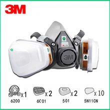 3M 6200 Half Face Painting Spraying Respirator Gas Mask 15 In 1 Suit Safety Work Filter Dust Mask