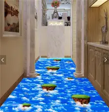 3d pvc flooring custom photo mural picture wall sticker Blue sky and white clouds floor painting room wallpaper for walls 3d