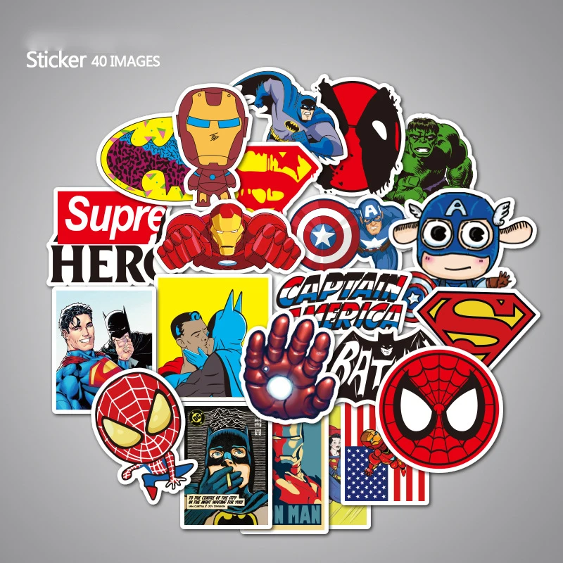 40Pcs/set The Avengers Stickers Toys Cute Cartoon Style Super Hero No