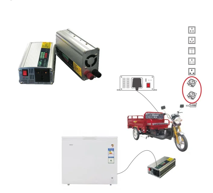 Солнечная энергия инвертор DC12V к переменному току 220 V 1000 W DC 12 В переменный ток 220 Модифицированная синусоида солнечный инвертор