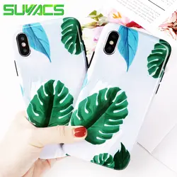 SUYACS чехол для телефона для iPhone 6 6 S 7 8 Plus X зеленый рисунок банановых листьев Tennage Стиль Глянцевая Мягкий IMD графических телефон чехлы