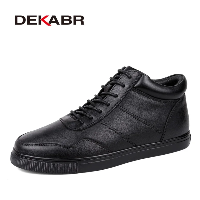 DEKABR/Мужская зимняя обувь из натуральной кожи размера плюс 36-48, брендовые черные супер теплые мужские зимние ботинки ручной работы, зимние мужские ботинки на шнуровке