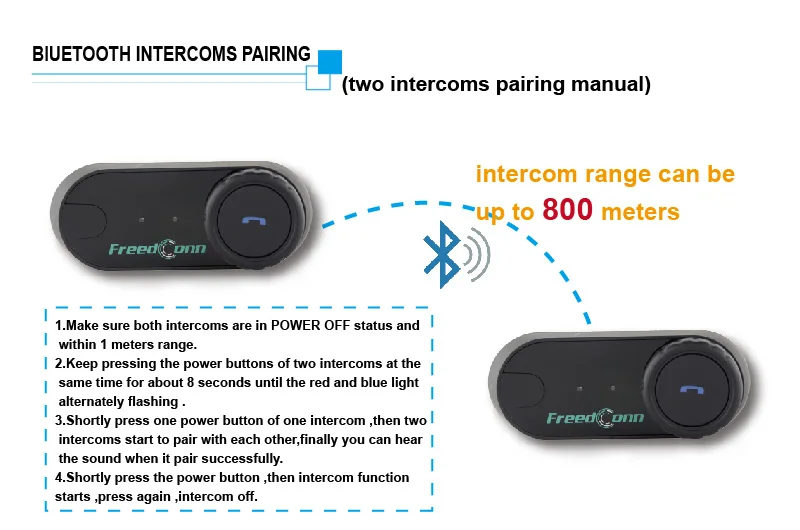 800 м BT мотоциклетный шлем Intercomunicador для мотокросса Bluetooth домофон мотоциклетный переговорный мото гарнитура Freedconn TCOM-VB