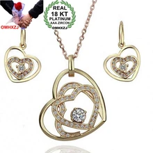 OMHXZJ AAA Циркон Кристалл серебро золото 18 К Платина женщина невесты вы в моем ожерелье в виде сердца ювелирные наборы ST128