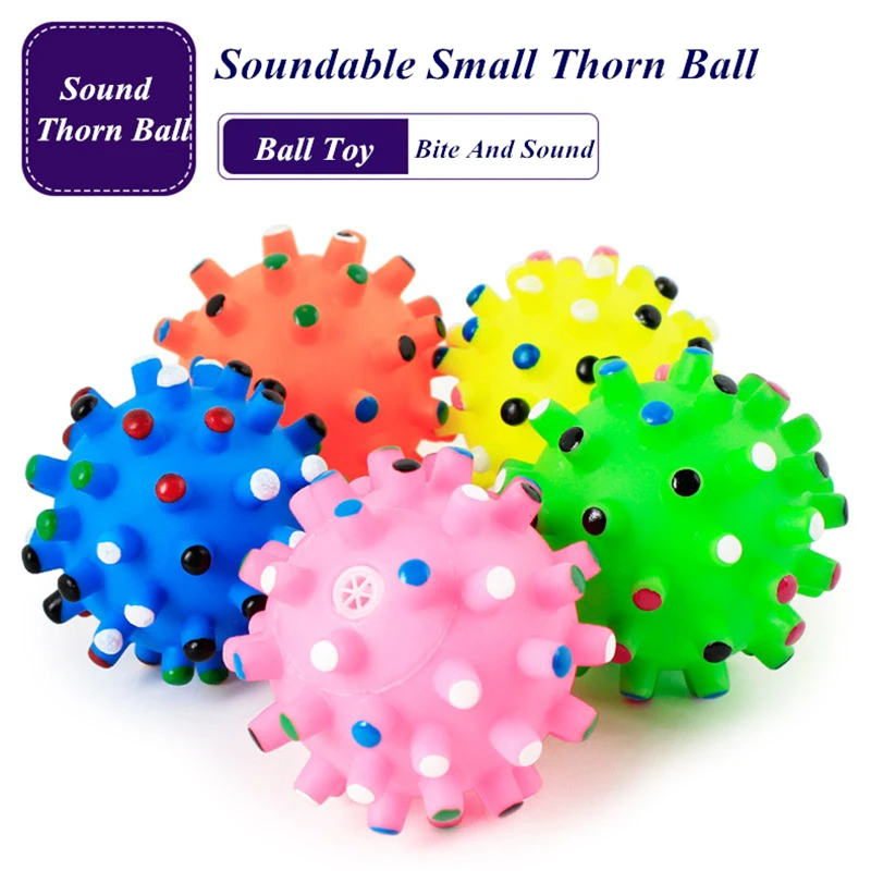 

JCPAL Eco-friendly Soundable Small Thorn Ball Colorful Dog Training Ball Intellectual Toy Bite And Sound Ball Relieve Stress