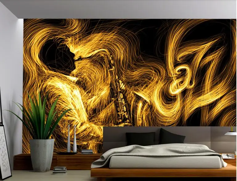 Beibehang papel де parede Стильный Premium абстрактный Золотой Саксофон Джаз 3d росписи обои фона обои для стен 3 d