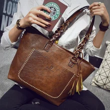 2016 neue Pu-leder Frauen Handtaschen Quaste Designer Retro Bolsas Mujer Einkaufstasche Dame Taschen sac ein haupt Umhängetaschen mode
