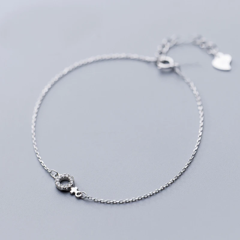 

MloveAcc Small CZ Circle Design 925 Sterling Silver Bracelet for Women/Lover Fashion Jewelry Gift