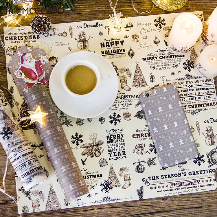 

4pc DIY Decorative Sticker 20cm*5m with Paper Tape Christmas Series Handbook Diary Album