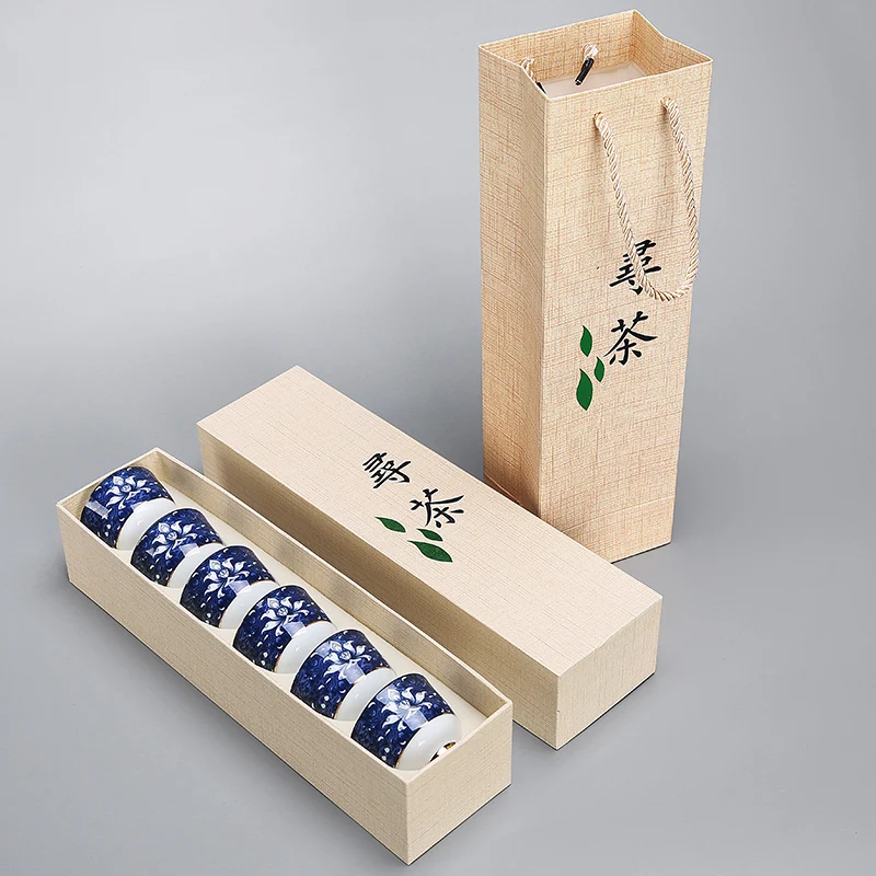 Синий и белый фарфоровый чайный набор кунг-фу посуда для напитков: чайная чашка для заварки чайной церемонии gaiwan и поднос для чашки