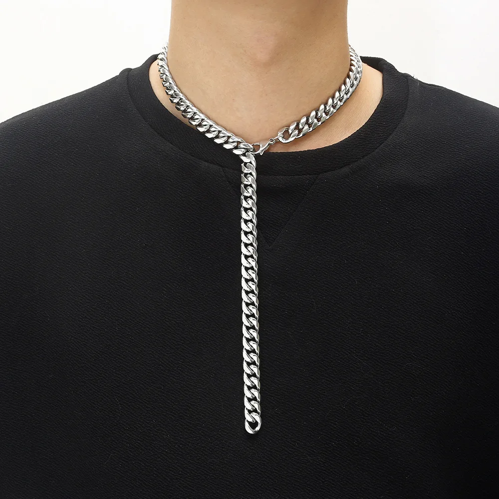 

Men Hip hop Chains Necklaces Stainless Steel male fashion XXXtentacion Style Miami Cuban chain Necklace Hiphop jewelry gift