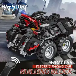 Rc пульт дистанционного управления Batmobile модель автомобиля спортивный набор строительные блоки кирпичи Дети Рождественский подарок на