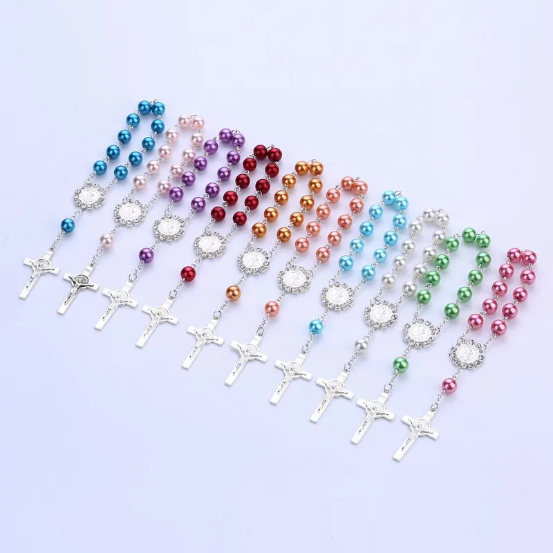 12 Baptism Favors Pearl Rosaries Bottles Christening Recuerdos Bautizo Rosarios