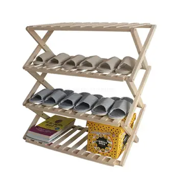 

No-installation Folding Simple Shoe Rack, Two-storey Multi-storey Shoe Rack, Bookshelf, Flower Rack, Storage Rack, Solid Wooden