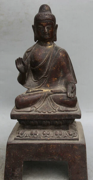 

dr524 14" Tibet Buddhism Bronze pedestal Shakyamuni Amitabha Sakyamuni Buddha Statue