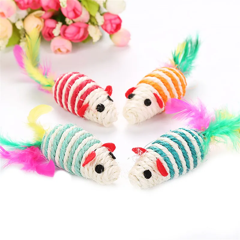 

Pet Cat Mice Shape Toy Furry Kitten Funny Playing Toys Mice Rattle Mouse Catnip Interactive Play Random Color