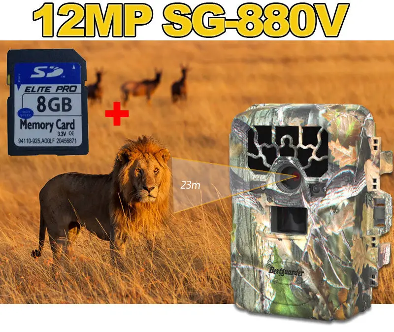 

Bestguarder SG-880V Full HD 1080P 940NM Trail Camera 12MP Scouting Hunting Camera with 36PCS Infrared IR LED 8GB SD Card Freely