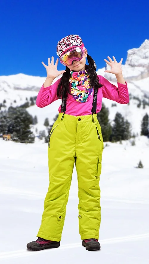 30 Marsnow, Новое поступление, теплые зимние теплые лыжные штаны унисекс для мальчиков и девочек, ветрозащитные водонепроницаемые уличные брюки для сноуборда - Цвет: Green