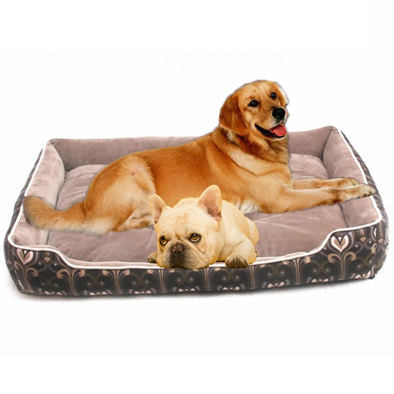 

New Print Spring Big Dog Basket Small Large Dog Bed Sofas with Separate Cushion Mat Cat Bulldog Sleep Couch for Four Seasons